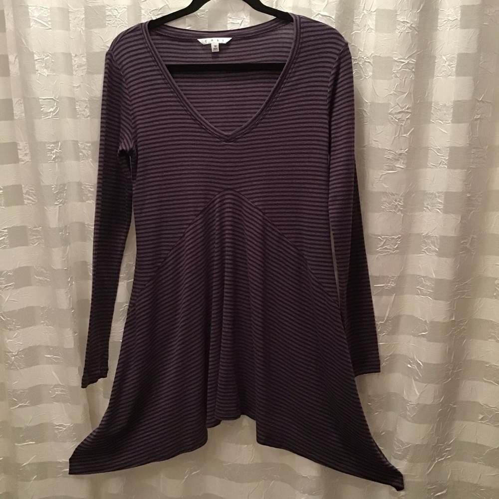 CAbi 141 Striped Tunic w/Shark Bite Hem, Size M
